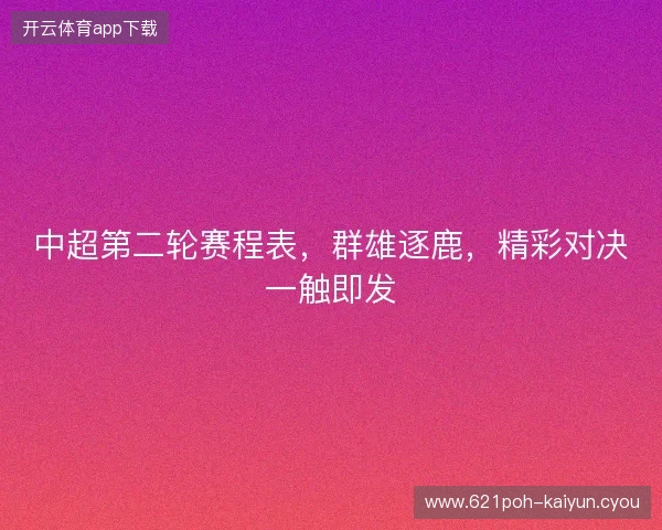 中超第二轮赛程表，群雄逐鹿，精彩对决一触即发